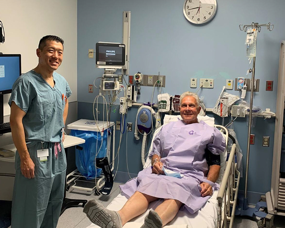 dr denis nam with patient bob wernes before hip replacement surgery