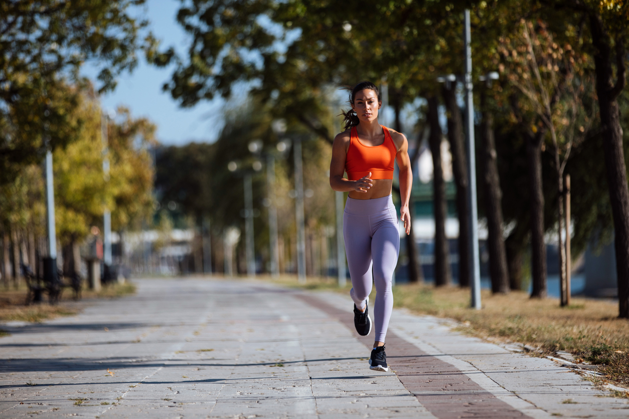 woman out running in the park