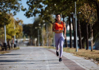 woman out running in the park