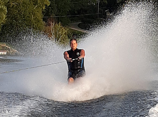 patient jason nicholai water skiing