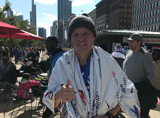 patient rod engel after completing 2019 chicago marathon
