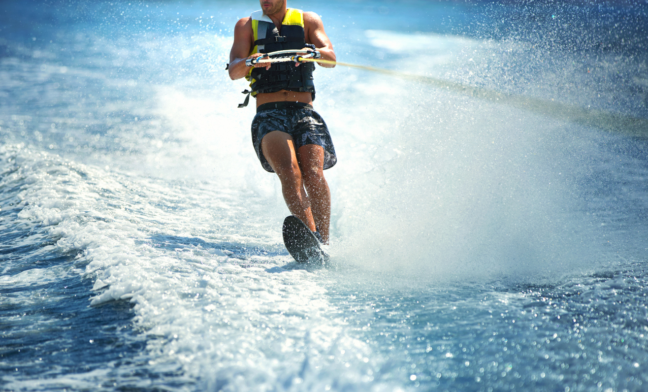 man wakeboarding